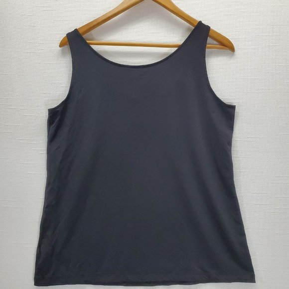 Chicos Black Nylon Bedazzled Neckline Tank Top, sz 2 (12/Medium) Sleeveless - Picture 2 of 9